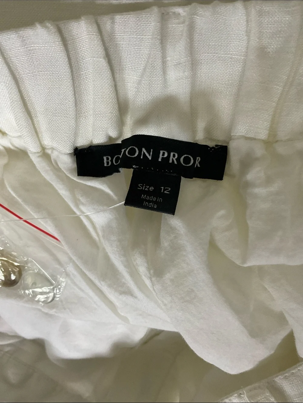 Boston Proper White Wide-Leg Cotton-Linen Chinos Side Slit